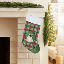 Load image into Gallery viewer, Ragdoll Seal Point Cat with Poinsettias Holiday Stocking