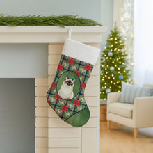 Load image into Gallery viewer, Ragdoll Seal Point Cat with Poinsettias Holiday Stocking