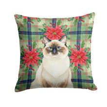 Load image into Gallery viewer, Ragdoll Seal Point Cat with Poinsettias Throw Pillow
