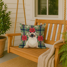 Load image into Gallery viewer, Ragdoll Seal Point Cat with Poinsettias Throw Pillow