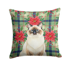 Load image into Gallery viewer, Ragdoll Seal Point Cat with Poinsettias Throw Pillow