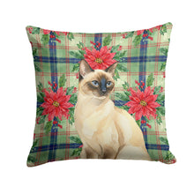 Load image into Gallery viewer, Seal Point Cat with Poinsettias Throw Pillow