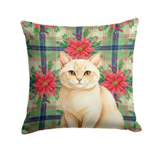 Load image into Gallery viewer, Solid Cream Cat with Poinsettias Throw Pillow