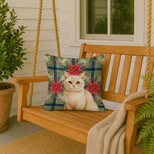 Load image into Gallery viewer, Solid Cream Cat with Poinsettias Throw Pillow