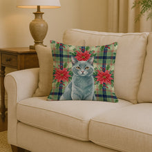 Load image into Gallery viewer, Solid Gray Cat with Poinsettias Throw Pillow