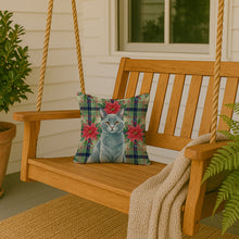 Load image into Gallery viewer, Solid Gray Cat with Poinsettias Throw Pillow