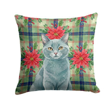 Load image into Gallery viewer, Solid Gray Cat with Poinsettias Throw Pillow