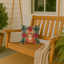 Load image into Gallery viewer, Solid Red Ginger Cat with Poinsettias Throw Pillow
