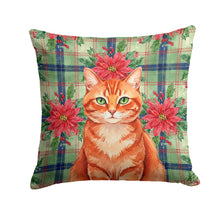 Load image into Gallery viewer, Solid Red Ginger Cat with Poinsettias Throw Pillow