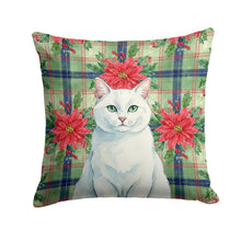 Load image into Gallery viewer, Solid White Cat with Poinsettias Throw Pillow