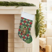 Load image into Gallery viewer, Spotted Tabby Brown Cat with Poinsettias Holiday Stocking