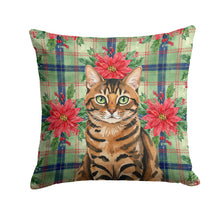 Load image into Gallery viewer, Spotted Tabby Brown Cat with Poinsettias Throw Pillow