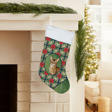Load image into Gallery viewer, Ticked Tabby Brown Cat with Poinsettias Holiday Stocking