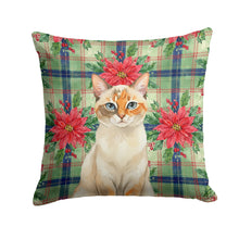 Load image into Gallery viewer, Tortie Point  Cat with Poinsettias Throw Pillow