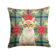 Load image into Gallery viewer, Tortie Point  Cat with Poinsettias Throw Pillow