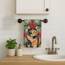 Load image into Gallery viewer, Tortoiseshell Cat with Poinsettias Kitchen Towel