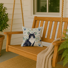 Load image into Gallery viewer, Black and White Tuxedo Cat Coastal Sea Glass Throw Pillow