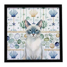 Load image into Gallery viewer, Blue Point Cat Coastal Sea Glass Framed Metal Print