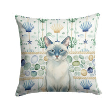 Load image into Gallery viewer, Blue Point Cat Coastal Sea Glass Throw Pillow