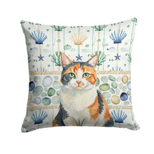 Load image into Gallery viewer, Calico Cat Coastal Sea Glass Throw Pillow