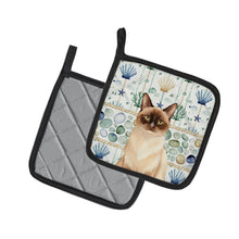 Load image into Gallery viewer, Chocolate Point Cat Coastal Sea Glass Pair of Pot Holders
