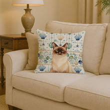 Load image into Gallery viewer, Chocolate Point Cat Coastal Sea Glass Throw Pillow