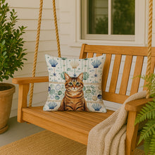 Load image into Gallery viewer, Classic Tabby Brown Cat Coastal Sea Glass Throw Pillow