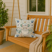 Load image into Gallery viewer, Cream and White Cat Coastal Sea Glass Throw Pillow