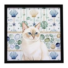 Load image into Gallery viewer, Cream Point Cat Coastal Sea Glass Framed Metal Print