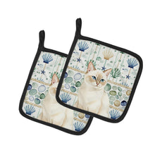 Load image into Gallery viewer, Cream Point Cat Coastal Sea Glass Pair of Pot Holders