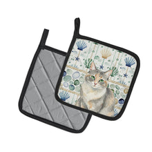 Load image into Gallery viewer, Dilute Tortoiseshell Cat Coastal Sea Glass Pair of Pot Holders