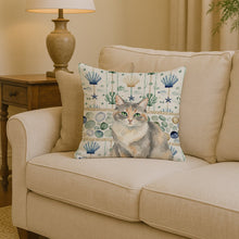 Load image into Gallery viewer, Dilute Tortoiseshell Cat Coastal Sea Glass Throw Pillow