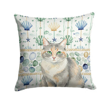Load image into Gallery viewer, Dilute Tortoiseshell Cat Coastal Sea Glass Throw Pillow