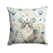 Load image into Gallery viewer, Gray and White Cat Coastal Sea Glass Throw Pillow