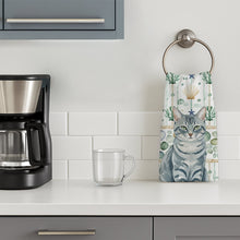 Load image into Gallery viewer, Gray Mackerel Tabby Cat Coastal Sea Glass Kitchen Towel