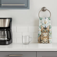 Load image into Gallery viewer, Mackerel Tabby Brown Cat Coastal Sea Glass Kitchen Towel