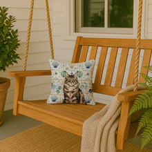 Load image into Gallery viewer, MaineCoon Brown Tabby Cat Coastal Sea Glass Throw Pillow