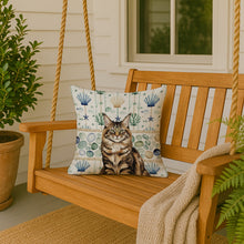Load image into Gallery viewer, MaineCoon Brown Tabby Cat Coastal Sea Glass Throw Pillow