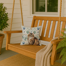 Load image into Gallery viewer, Norwegian Forest Cat Brown Tabby Cat Coastal Sea Glass Throw Pillow