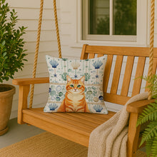 Load image into Gallery viewer, Orange Classic Tabby Cat Coastal Sea Glass Throw Pillow