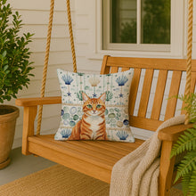 Load image into Gallery viewer, Orange Mackerel Tabby Cat Coastal Sea Glass Throw Pillow