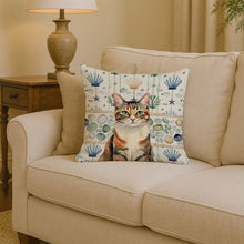 Load image into Gallery viewer, Patched Tabby Cat Coastal Sea Glass Throw Pillow