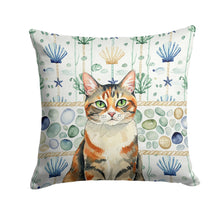 Load image into Gallery viewer, Patched Tabby Cat Coastal Sea Glass Throw Pillow