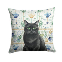 Load image into Gallery viewer, Persian Black Cat Coastal Sea Glass Throw Pillow
