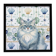 Load image into Gallery viewer, Persian Blue Cat Coastal Sea Glass Framed Metal Print