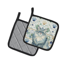 Load image into Gallery viewer, Persian Blue Cat Coastal Sea Glass Pair of Pot Holders