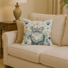 Load image into Gallery viewer, Persian Blue Cat Coastal Sea Glass Throw Pillow