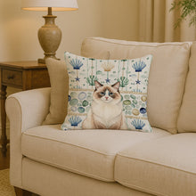Load image into Gallery viewer, Ragdoll Bicolor Cat Coastal Sea Glass Throw Pillow