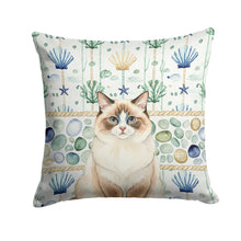 Load image into Gallery viewer, Ragdoll Bicolor Cat Coastal Sea Glass Throw Pillow