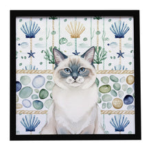 Load image into Gallery viewer, Ragdoll Blue Point Cat Coastal Sea Glass Framed Metal Print